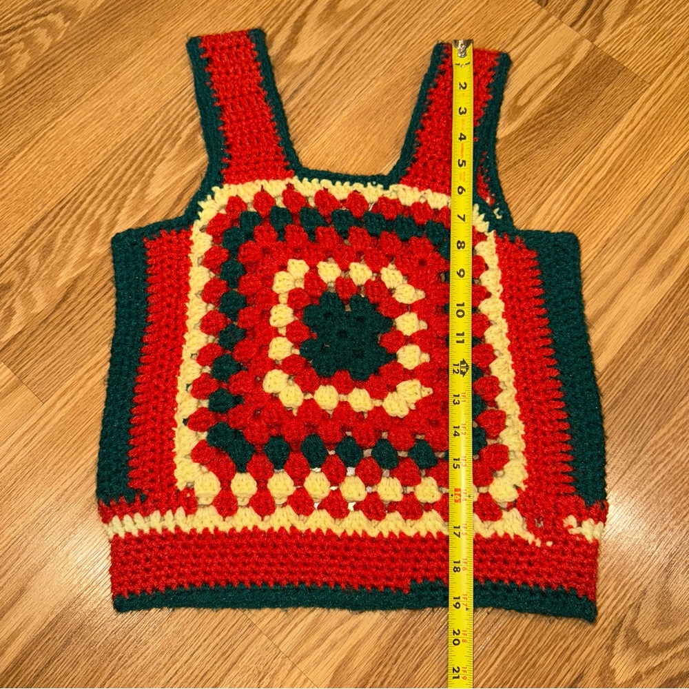 Vintage homemade crocheted granny square Sweater Vest‎ medium - Picture 5 of 5